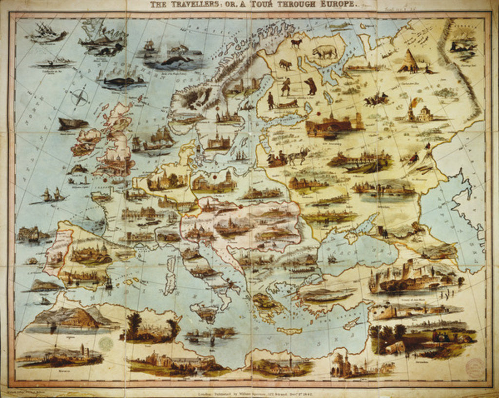 Detail of The Travellers, or A Tour Through Europe, engraved by W. Clerk, published by William Spooner, London by English School