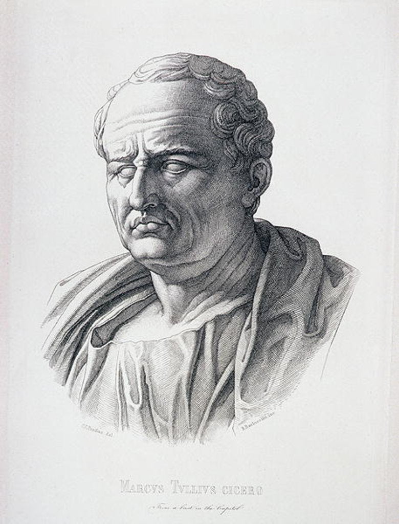 Detail of Portrait of Marcus Tullius Cicero engraved by B.Bartoccini, 1849 by C.C Perkins