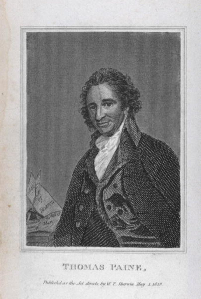 Detail of Portrait of Thomas Paine from Volume I of 'The Political Works of Thomas Paine', pub. by W.T Sherwin, 1 May 1819 by English School