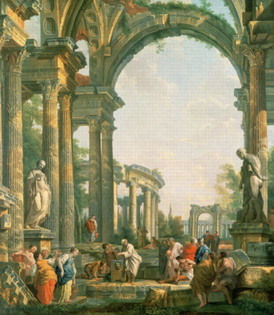 Detail of Classical ruins by Giovanni Paolo Pannini or Panini