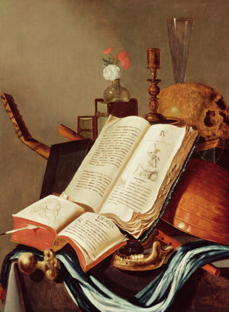 Detail of Vanitas Still Life by Edwaert Colyer or Collier