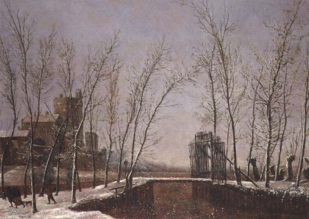 Detail of The Snowfall by Salomon Rombouts