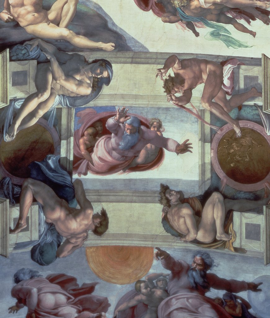 Detail of Sistine Chapel Ceiling: The Separation of the Waters from the Earth by Michelangelo Buonarroti