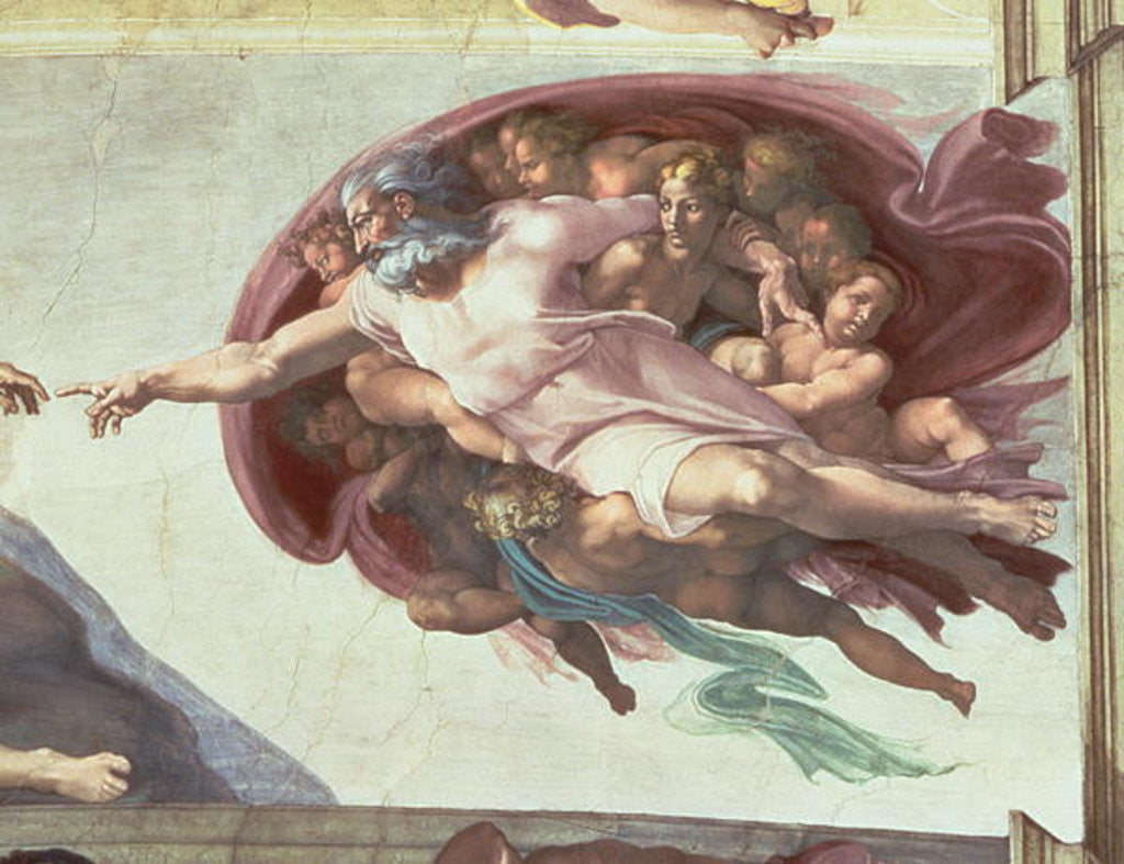 Detail of Sistine Chapel Ceiling: The Creation of Adam by Michelangelo Buonarroti