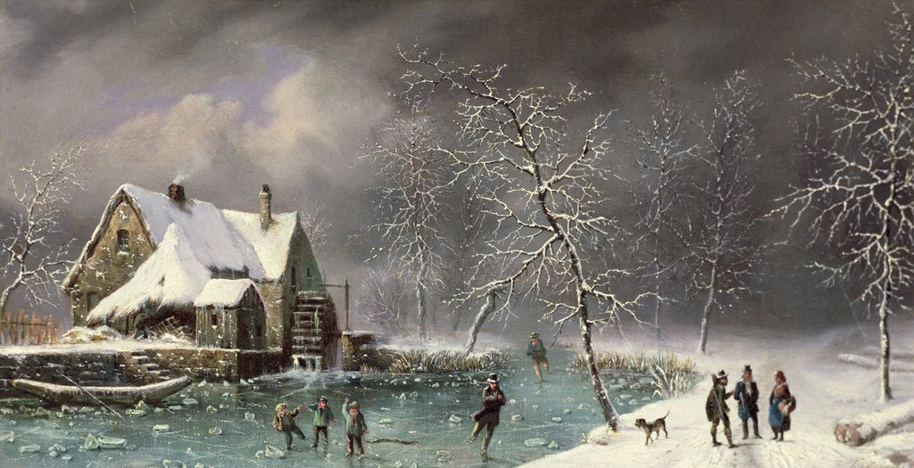 Detail of Winter Scene by Louis Claude Mallebranche