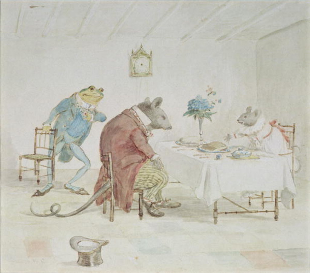 Detail of Pray, Miss Mouse, will you give us some beer by Randolph Caldecott