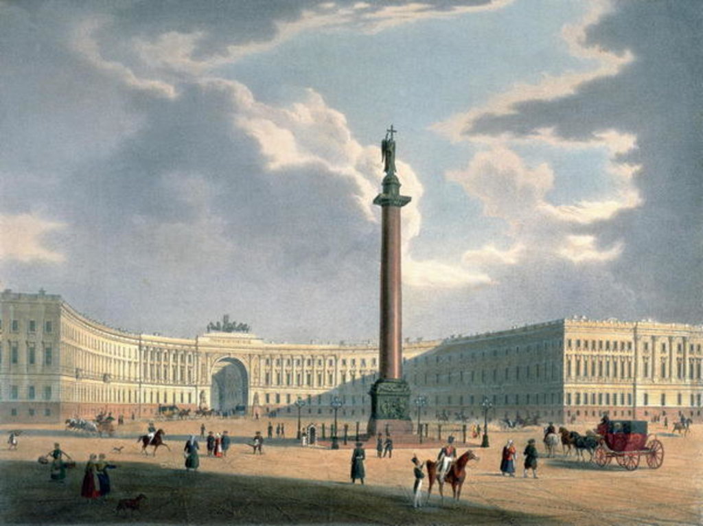 Detail of The Alexander Column and the Army Headquarters in St. Petersburg by Louis Jules Arnout