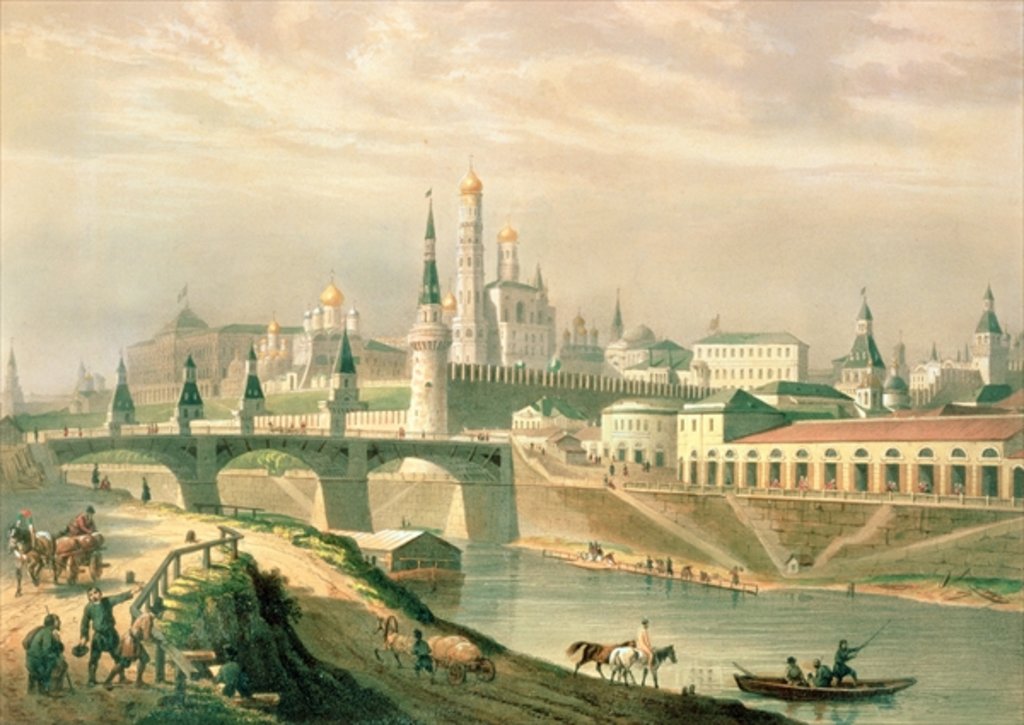 Detail of View of the Moscow Kremlin, 1830 by Paul Marie (after) Roussel