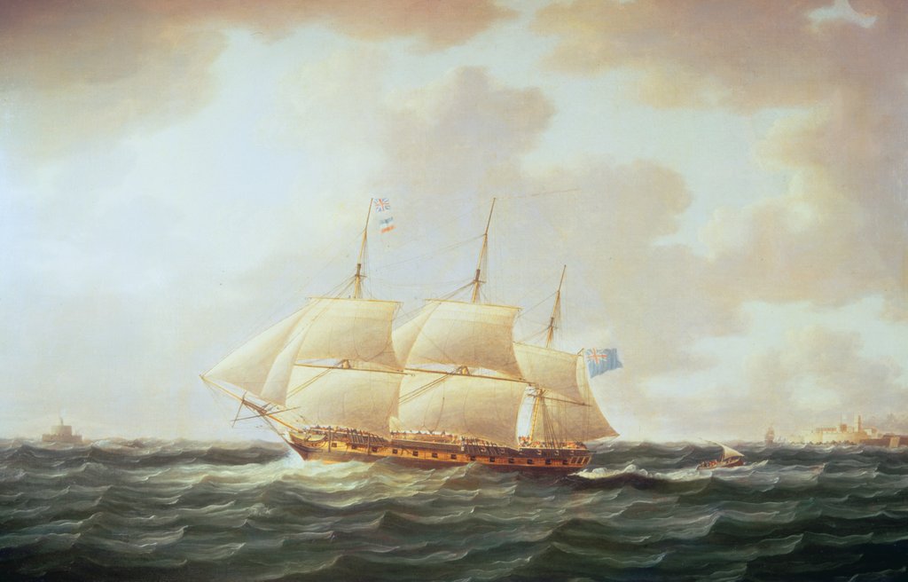 Detail of H.M.S. Minerva by Thomas Buttersworth