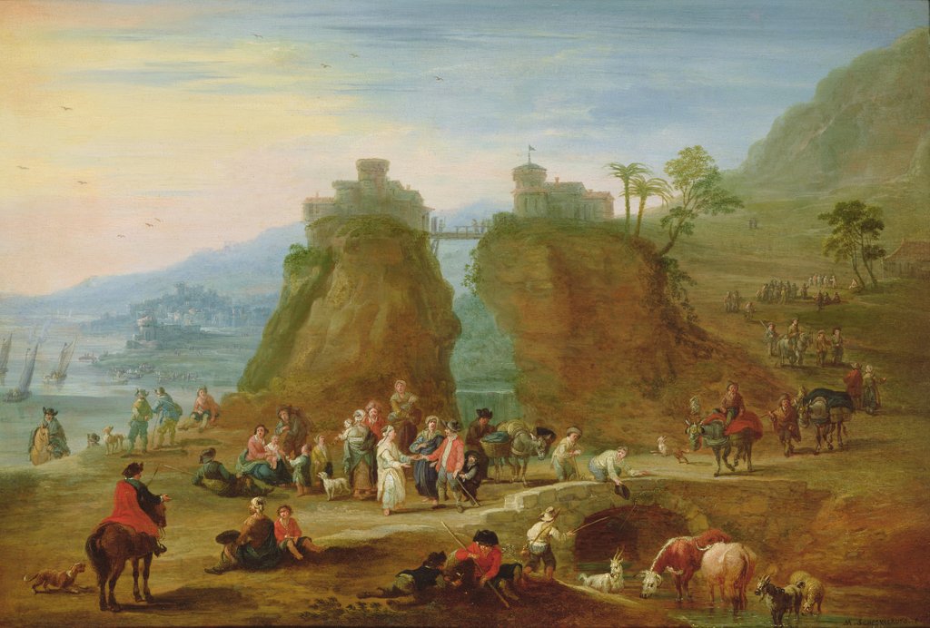 Detail of Figures and cattle, 17th century by Mathys Schoevaerdts