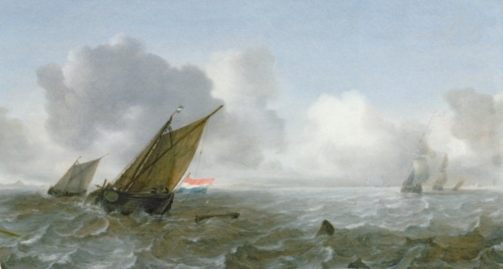 Detail of Shipping Offshore in a breeze, 17th century by Jan Porcellis