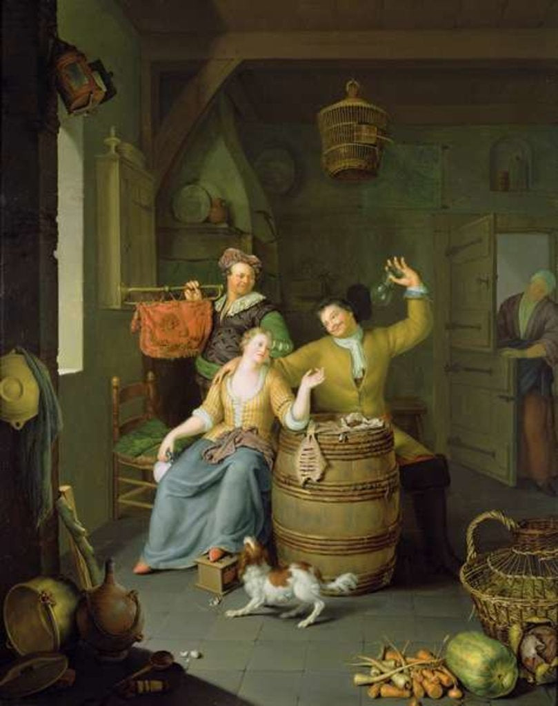 Detail of Interior with a couple celebrating by Frans van Mieris