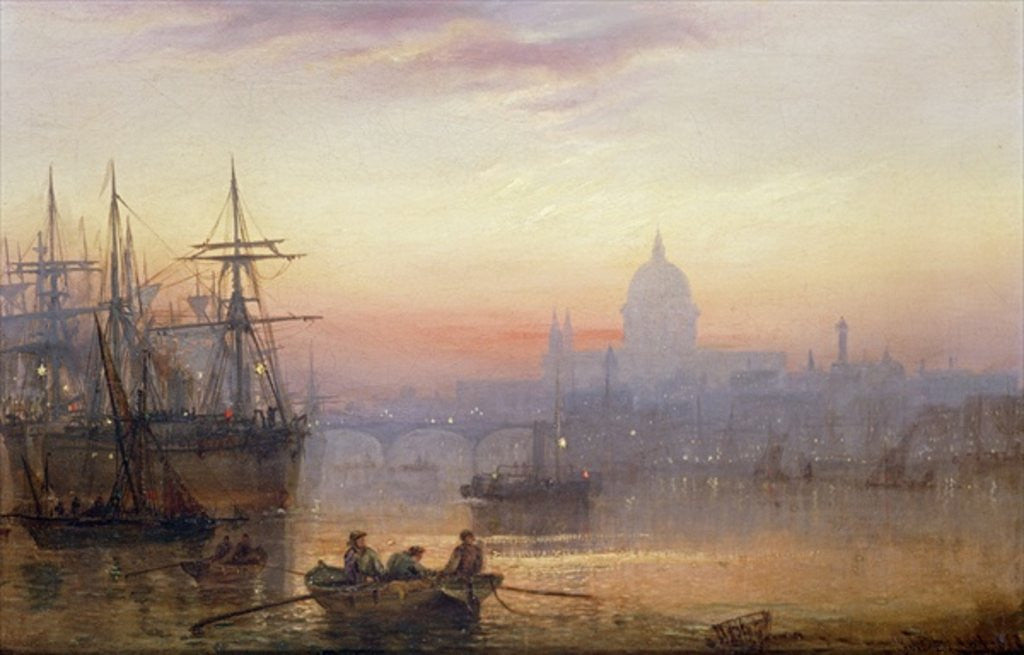 Detail of The Pool of London at Sundown by Charles John de Lacy