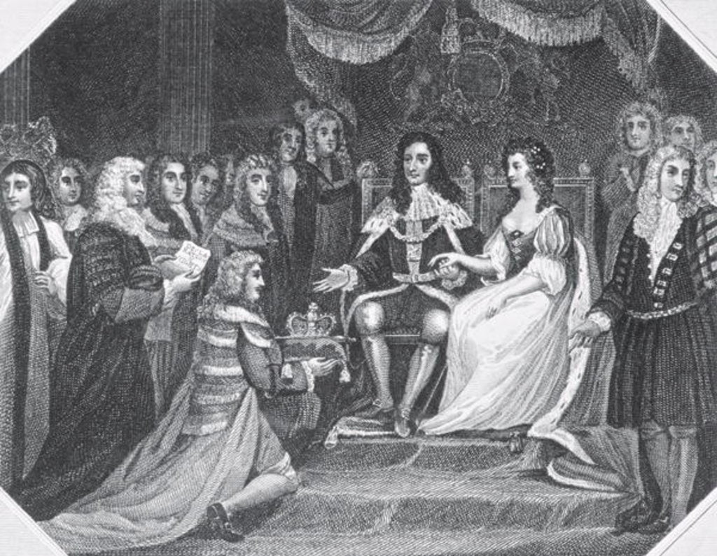 Detail of Presentation of the Bill of Rights to William III of Orange and Mary II by School English