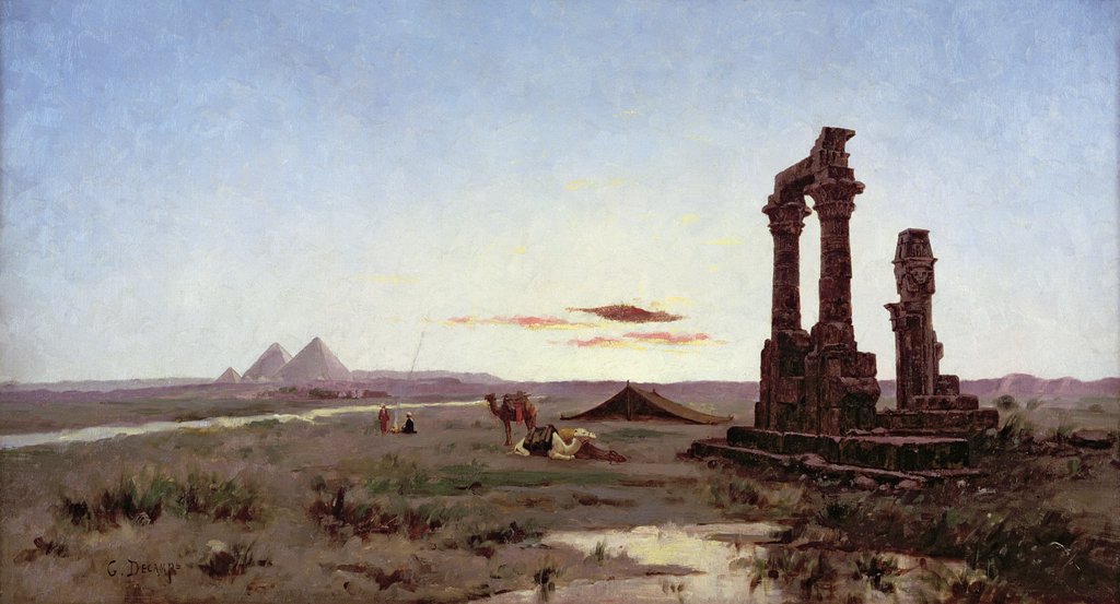 Detail of A Bedouin Encampment by a Ruined Temple by Alexandre Gabriel Decamps