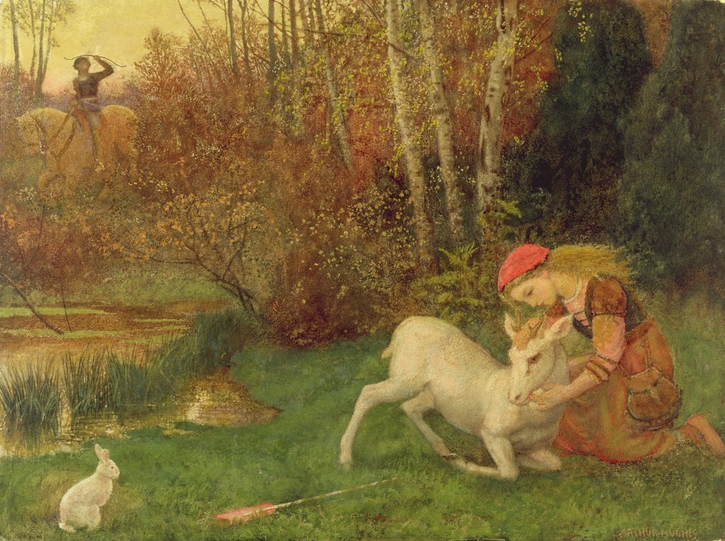 Detail of The White Hind by Arthur Hughes