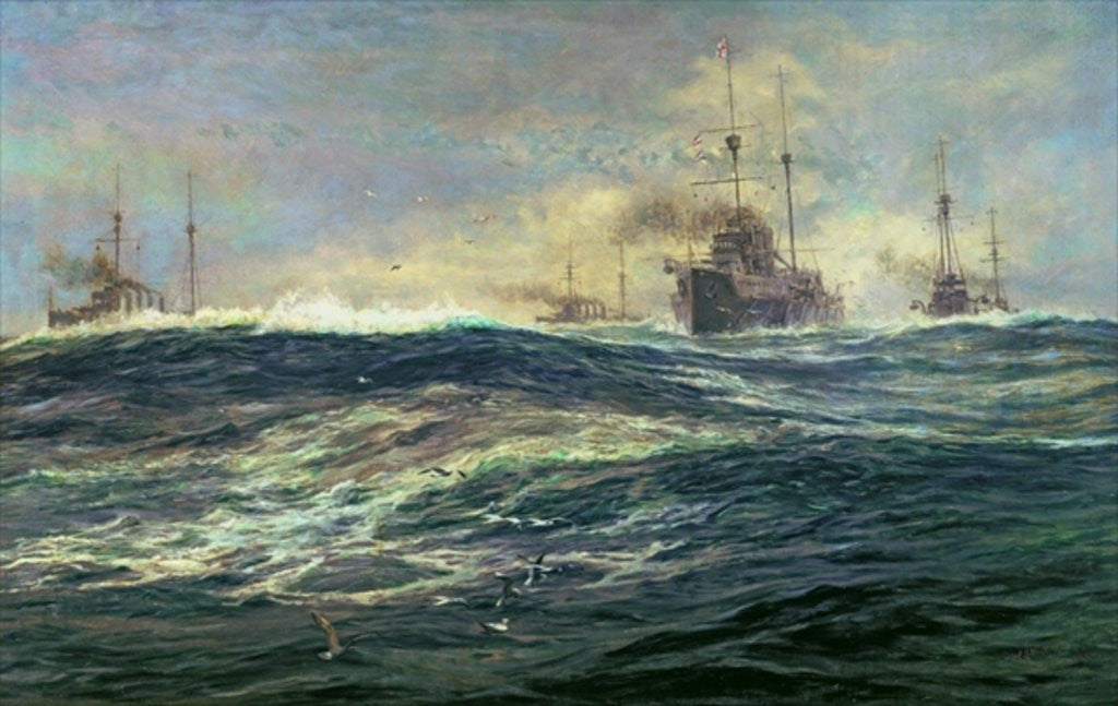 Detail of 1st Battle Squadron of Dreadnoughts Steaming down the Channel in 1911 by William Lionel Wyllie