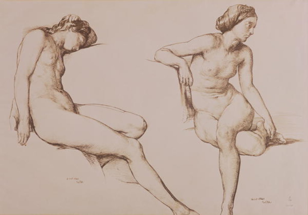 Detail of Sepia Drawing of Nude Woman, c.1860 by William Mulready