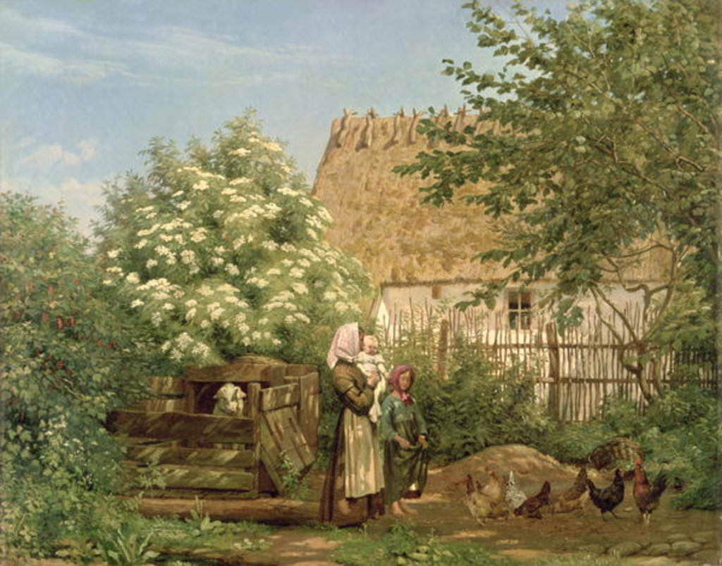 Detail of Feeding the Chickens by Frederick Christian Lund