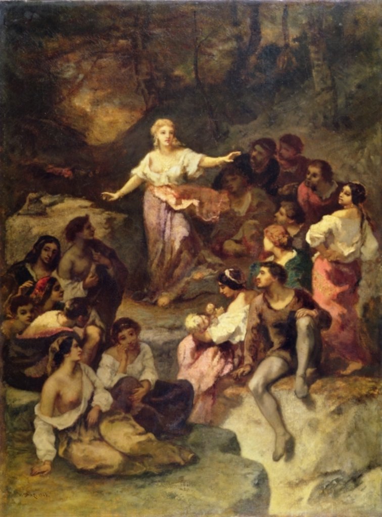 Detail of Gypsy Encampment by Narcisse Virgile Diaz de la Pena