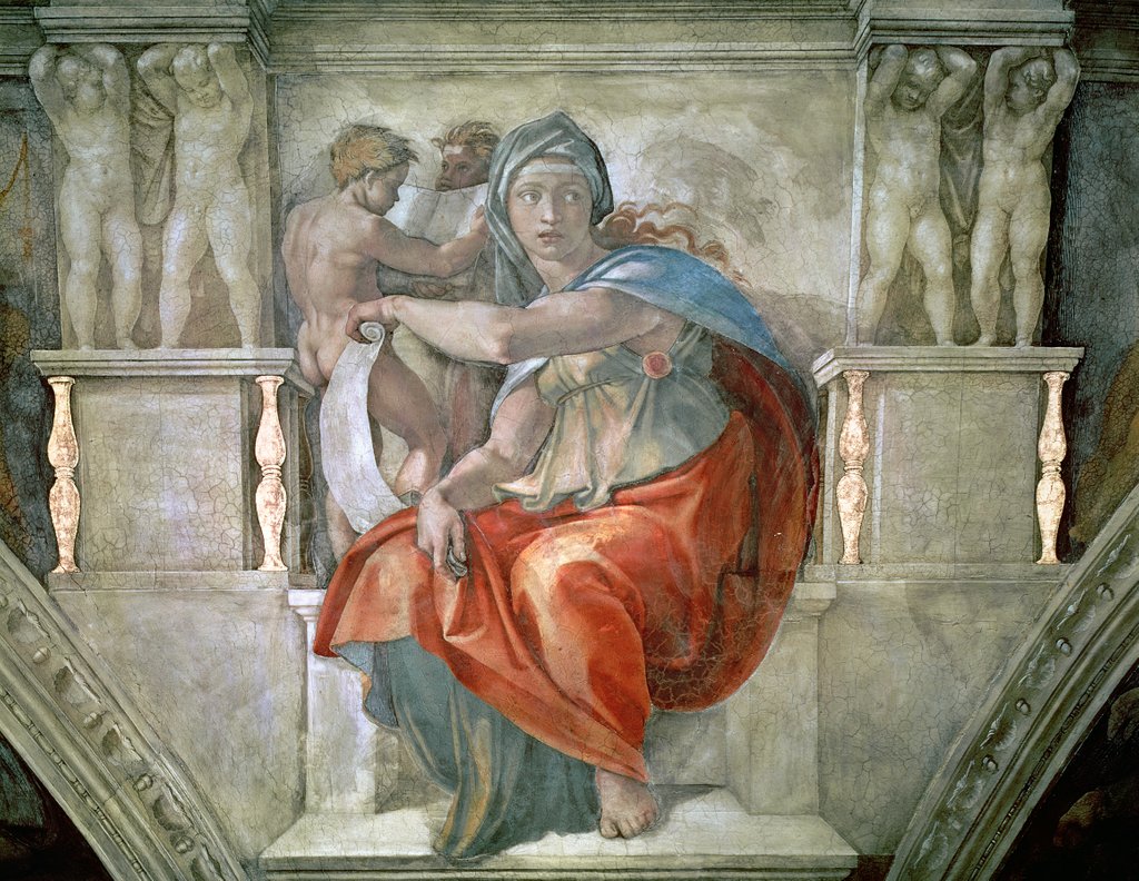 Detail of Sistine Chapel Ceiling: Delphic Sibyl by Michelangelo Buonarroti