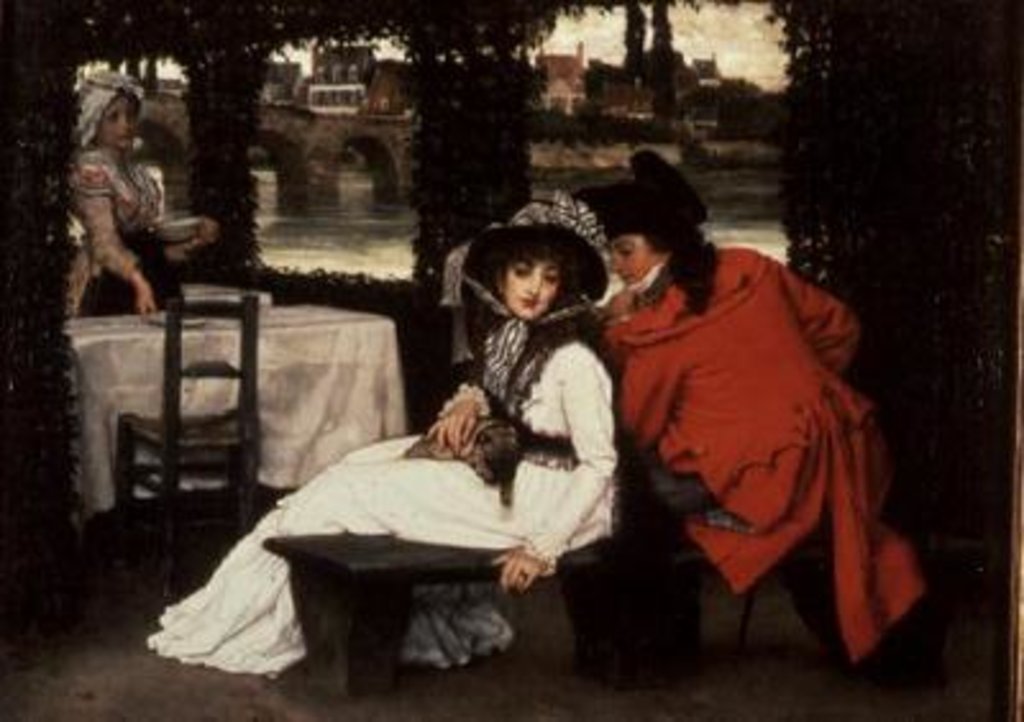 Detail of A Tryst at a Riverside Cafe, c.1869 by James Jacques Joseph Tissot