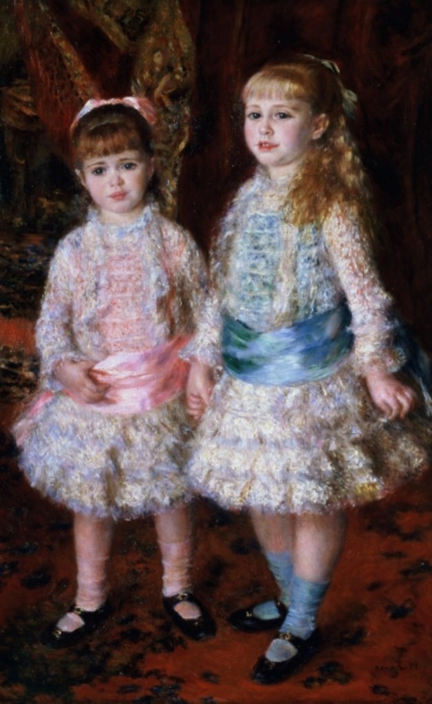 Detail of Pink and Blue or, The Cahen d'Anvers Girls by Pierre Auguste Renoir