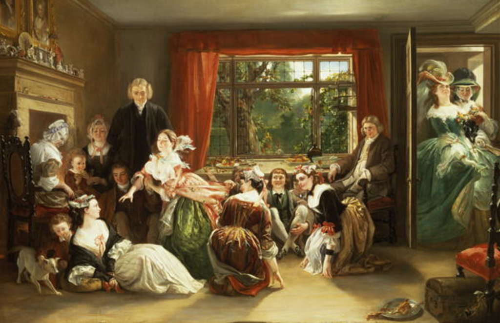 Detail of Hunt the Slipper at Neighbour Flamborough's by Daniel Maclise