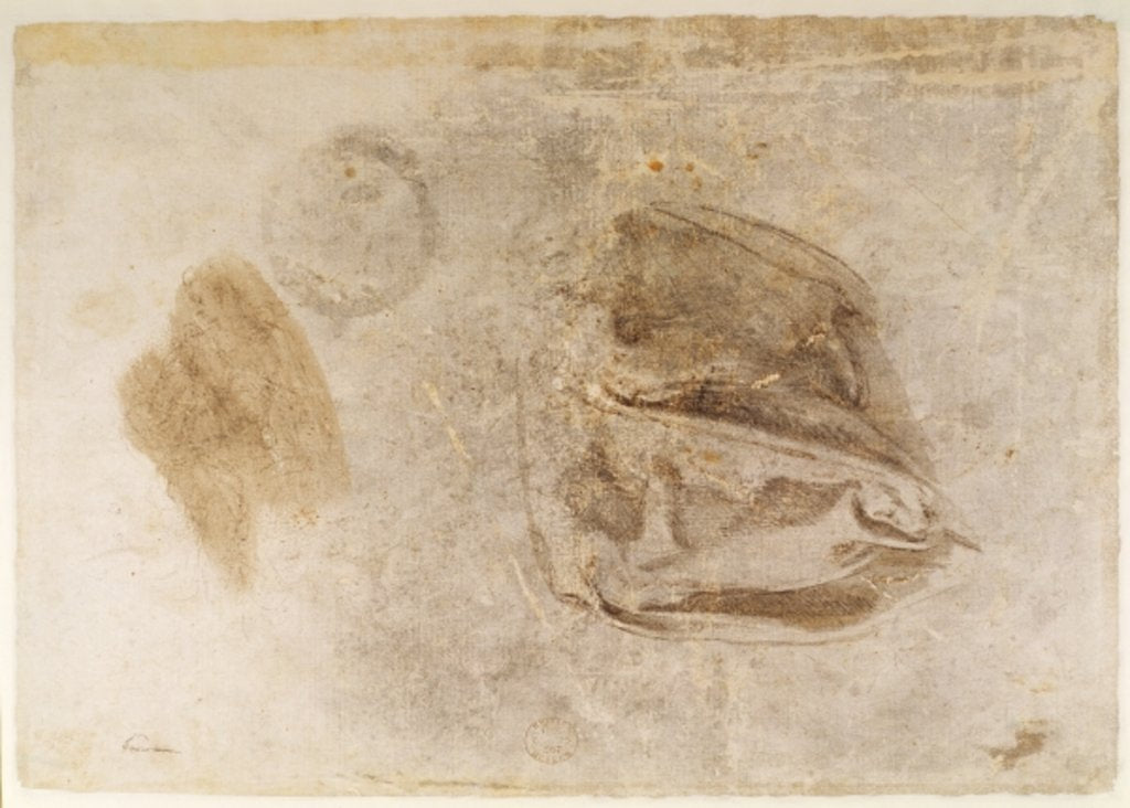 Detail of Study for the robes of the Erythraean Sibyl by Michelangelo Buonarroti