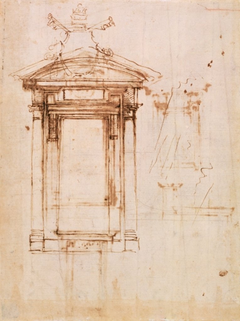 Detail of Architectural study by Michelangelo Buonarroti