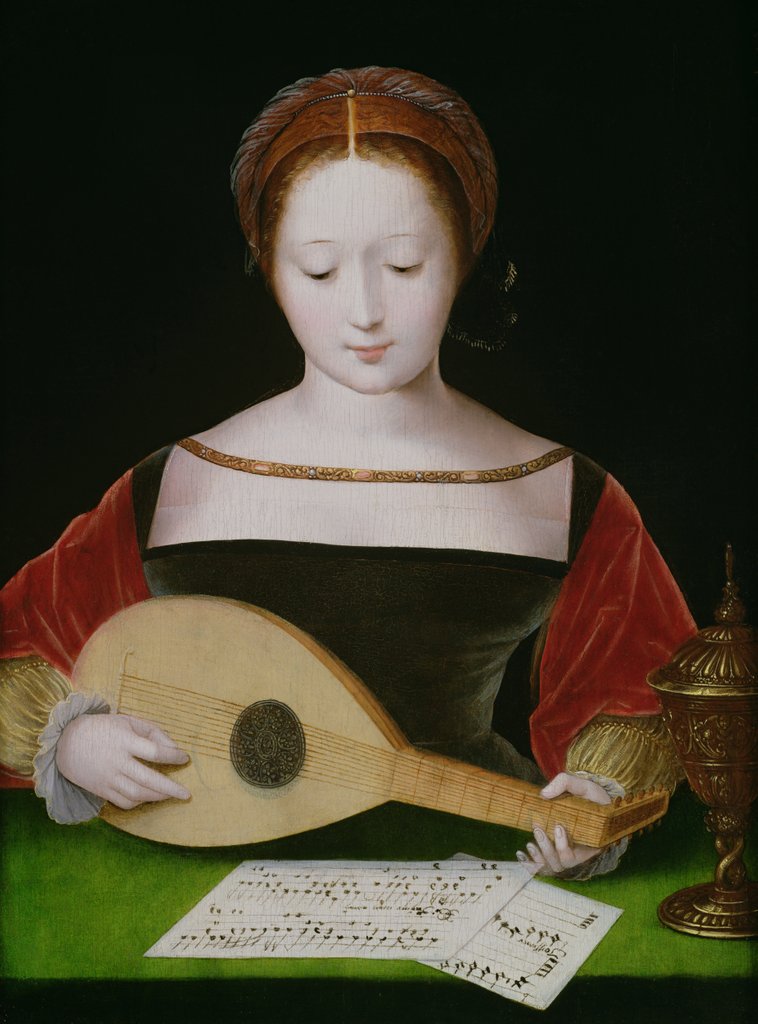 Detail of Mary Magdalene Playing a Lute by Master of the Female Half Lengths