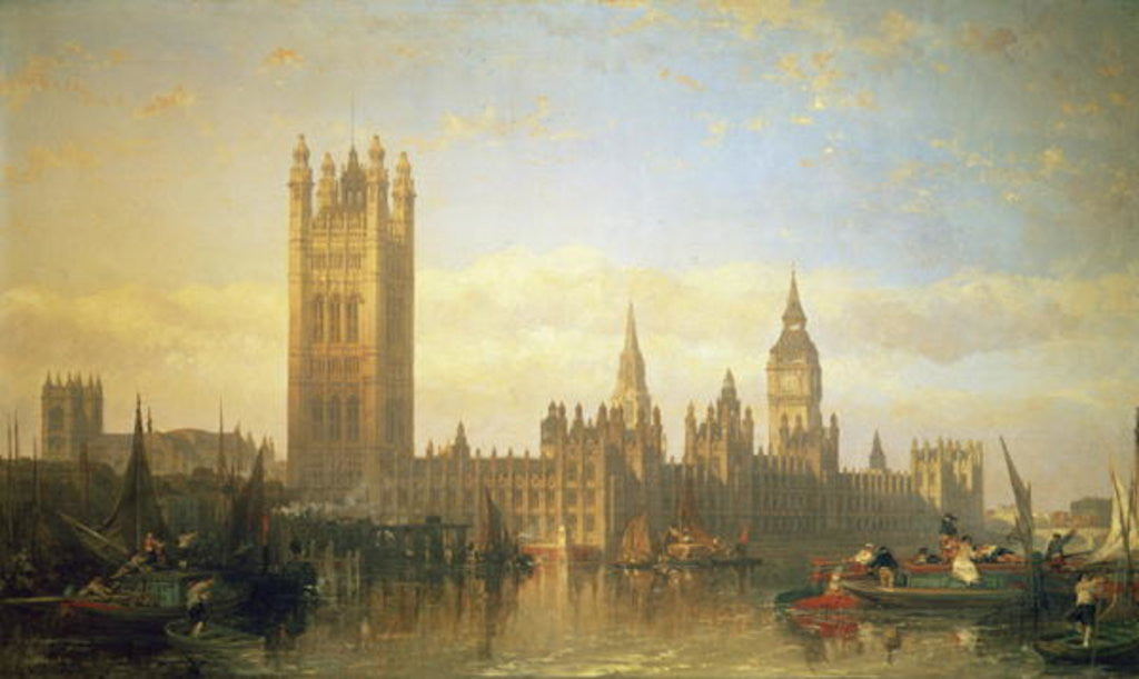 Detail of New Palace of Westminster from the River Thames by David Roberts