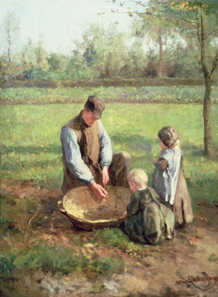 Detail of Watching Father Work by Albert Neuhuys