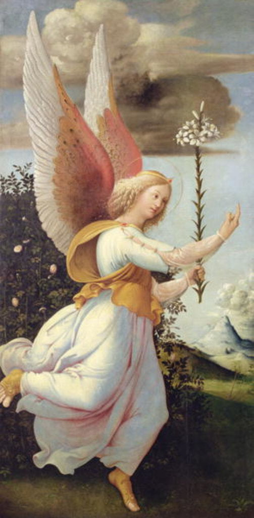 Detail of Angel Gabriel by Gerolamo Bonsignori