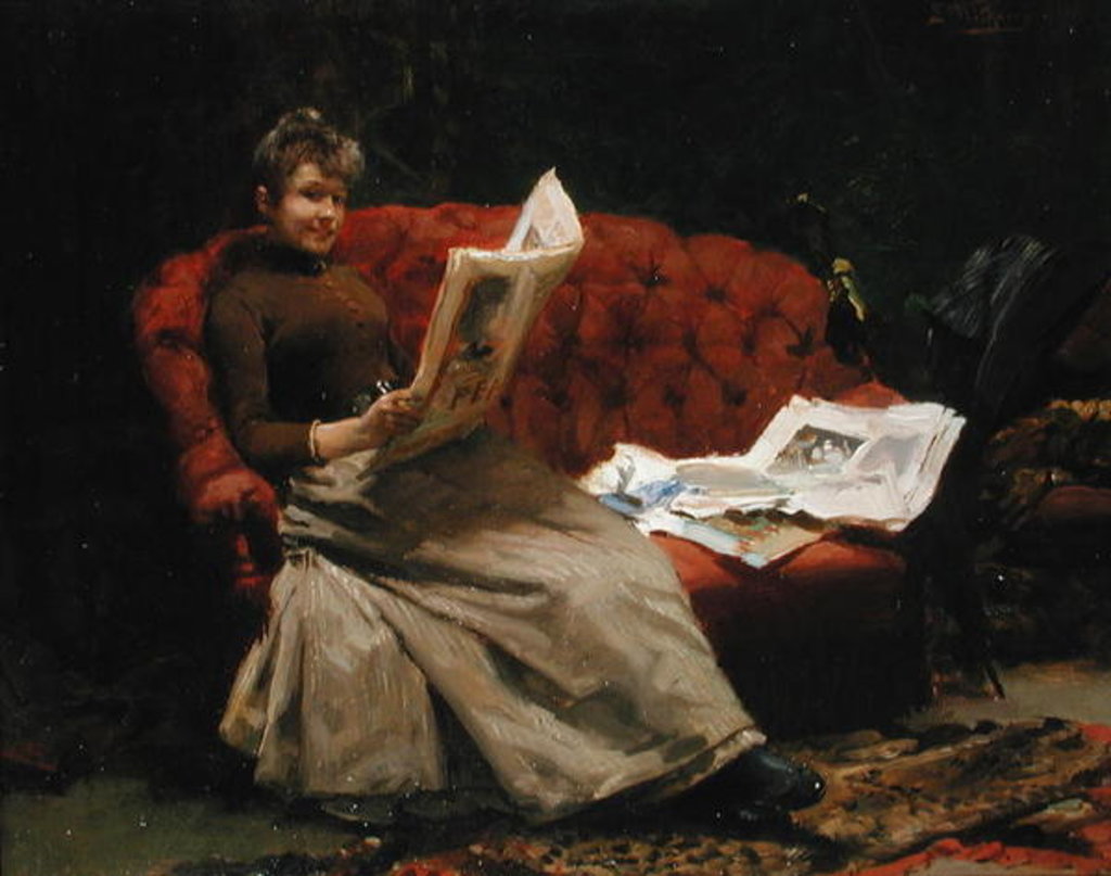 Detail of Lady Reading by Ernest Sigismund Witkamp