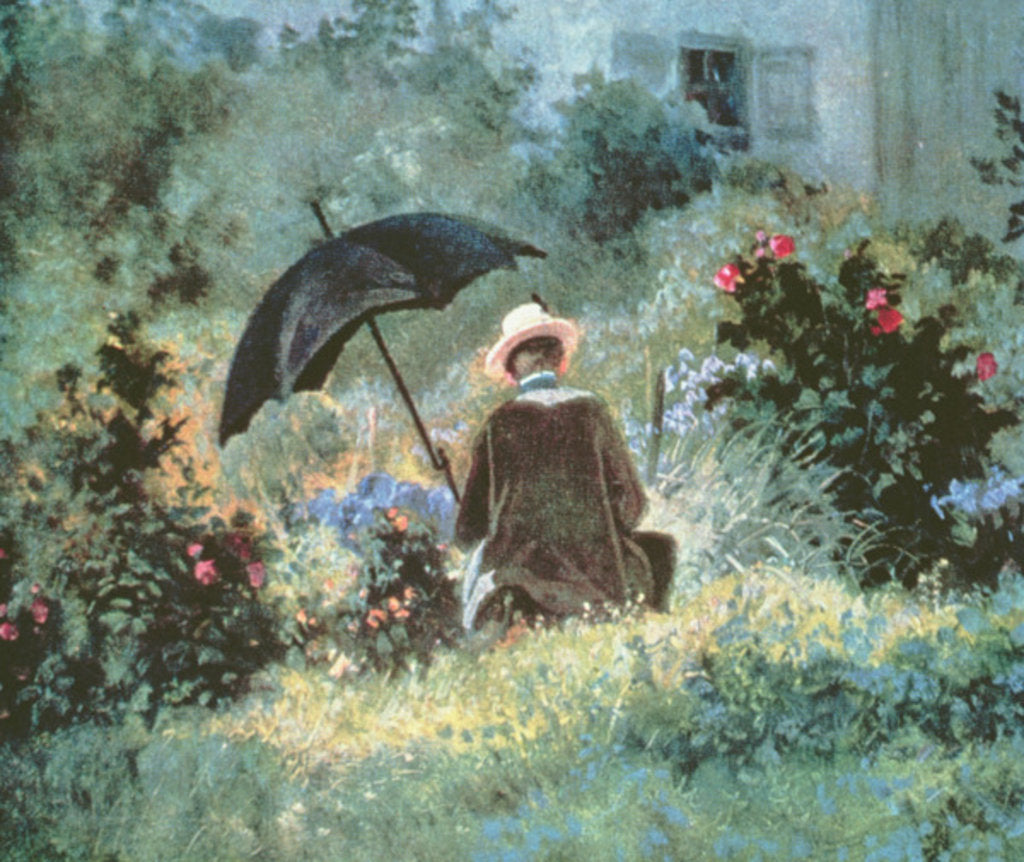 Detail of Detail of a Gentleman reading in a garden by Carl Spitzweg