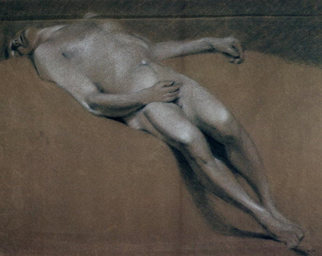 Detail of Study of a recumbent male nude by John Constable