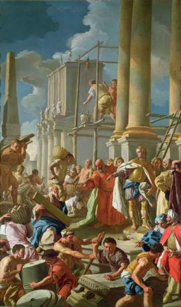 Detail of Classical Construction Scene by Francesco de Mura