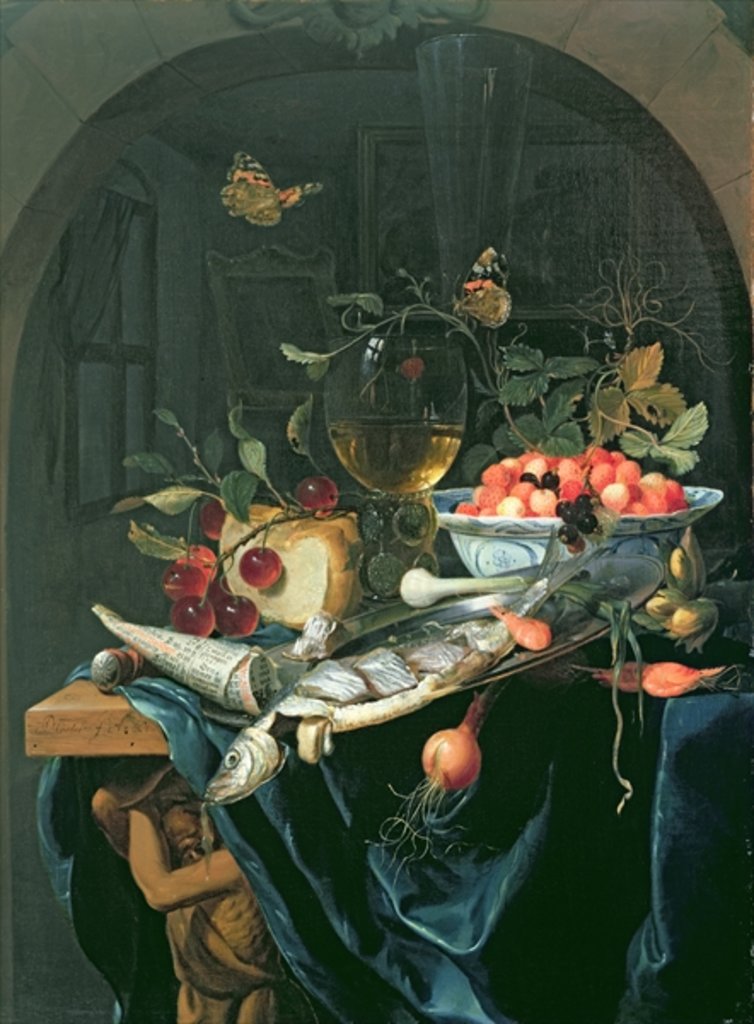 Detail of Still Life with Fish Platter by Jan Mortel