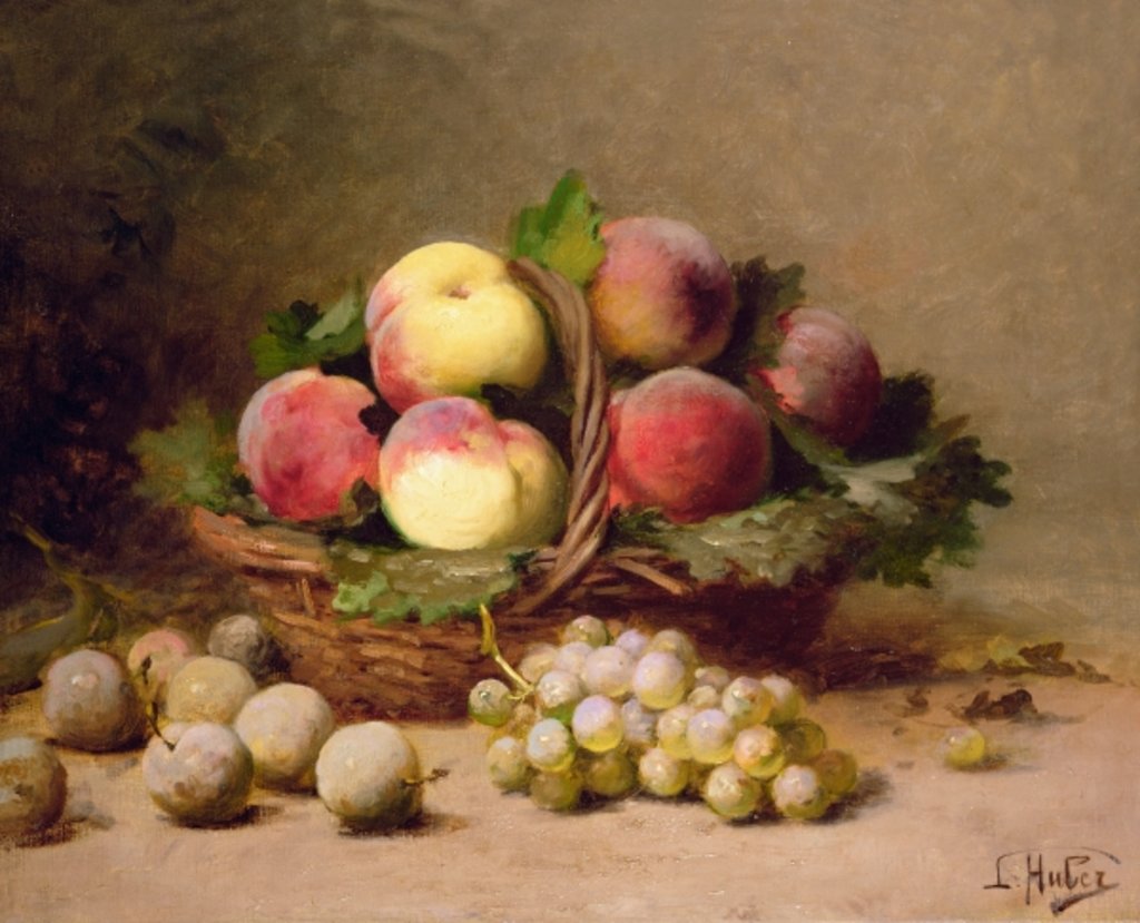 Detail of Still life of fruit by Leon-Charles Huber