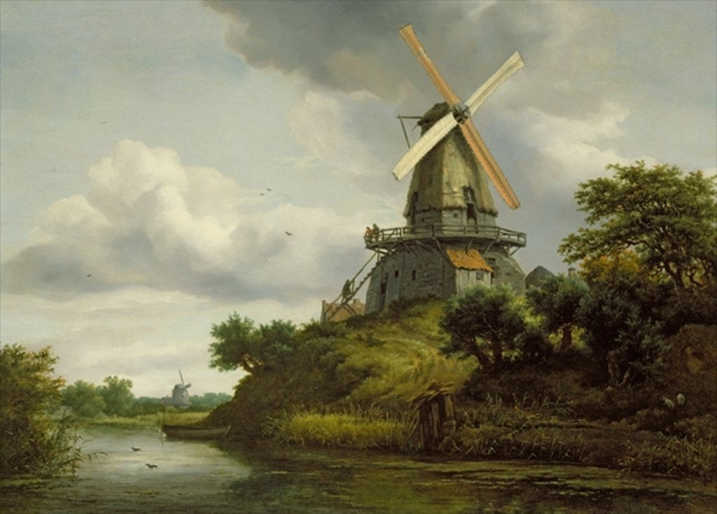 Detail of Windmill by a River by Jacob Isaaksz. or Isaacksz. van Ruisdael