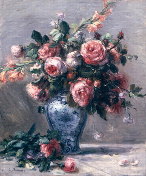 Detail of Vase of Roses by Pierre Auguste Renoir