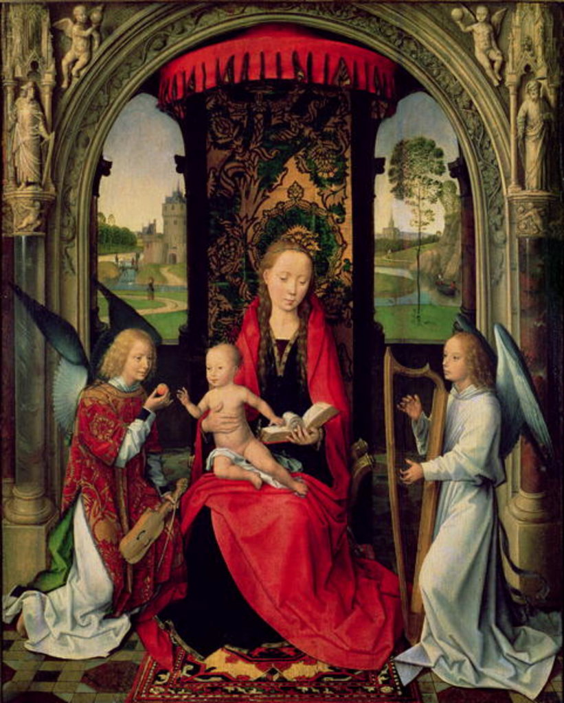 Detail of Madonna and Child with two Angels by Hans Memling
