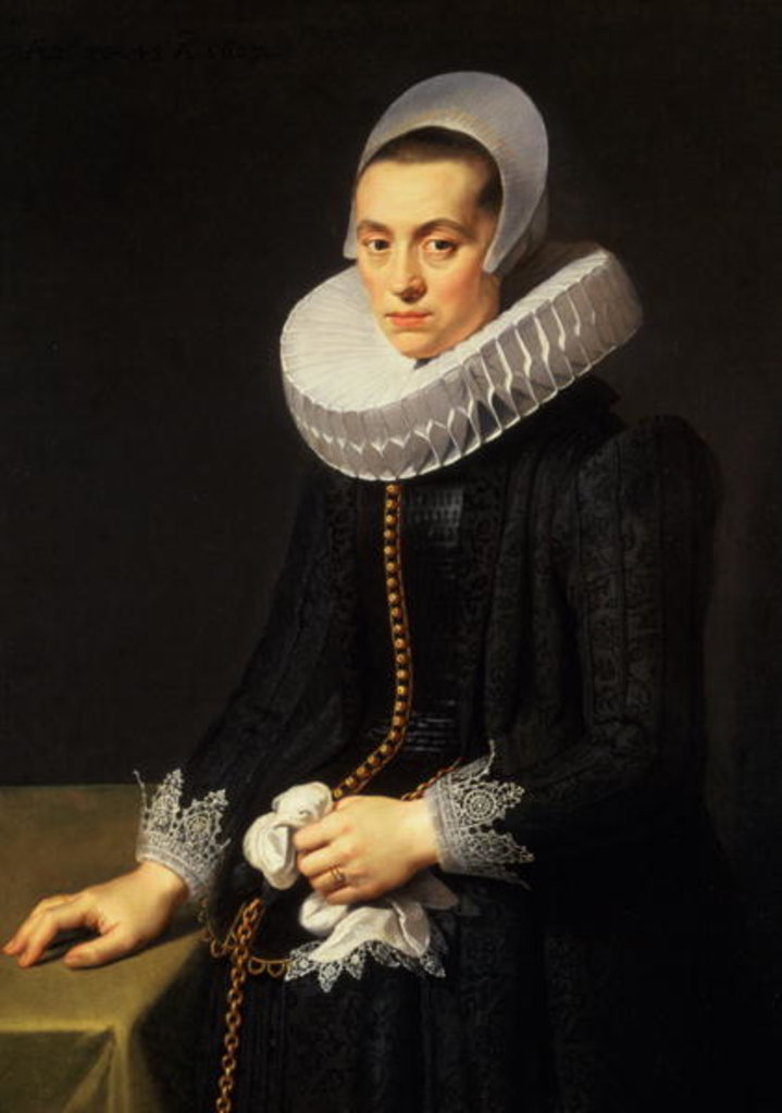 Detail of Portrait of a Lady in a Black Dress by Nicolaes Eliasz