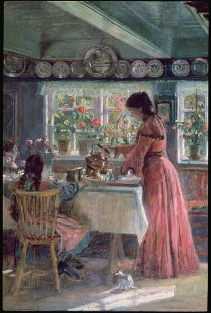 Detail of Pouring the Morning Coffee by Laurits Regner Tuxen