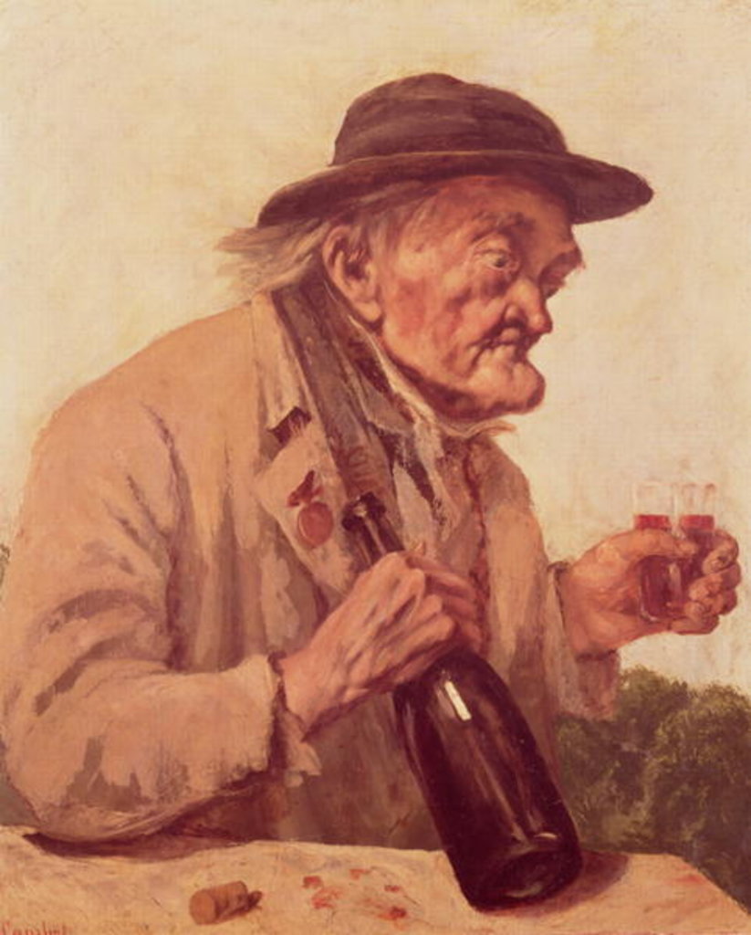 Detail of Old Man with a glass of wine by Gustave Courbet
