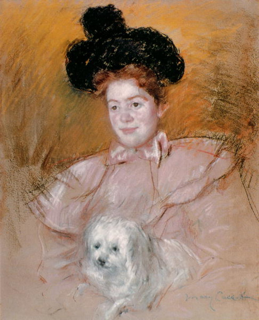Detail of Woman holding a dog by Mary Stevenson Cassatt