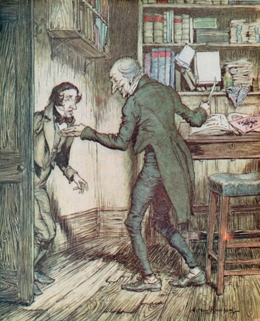 Detail of Scrooge and Bob Cratchit by Arthur Rackham