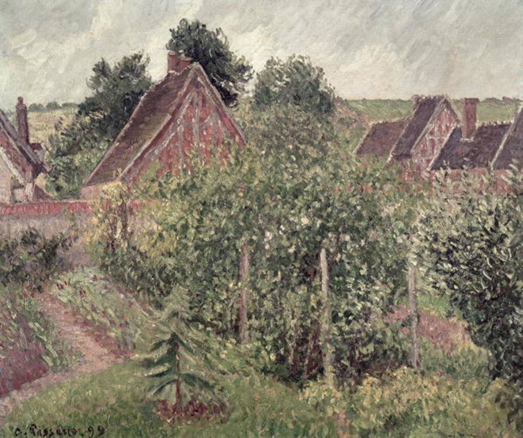 Detail of Landscape with Cottage Roofs by Camille Pissarro
