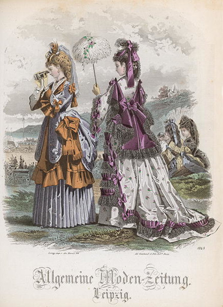 Detail of Two Ladies, fashion plate from the 'Allgemeine Moden-Zeitung', Leipzig, 1872 by Jules David